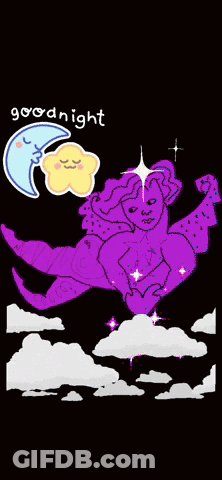 Person Flying In Sky Saying Goodnight GIF