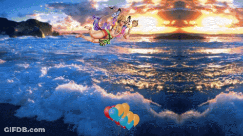 Person Flying Over Water At Sunset GIF