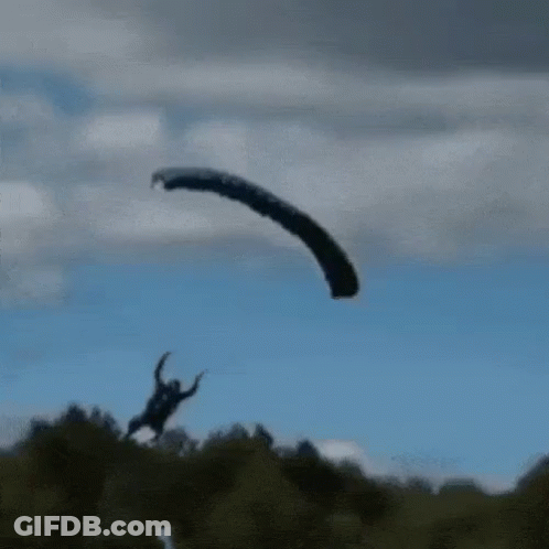 Person Flying Parachute Over Field GIF