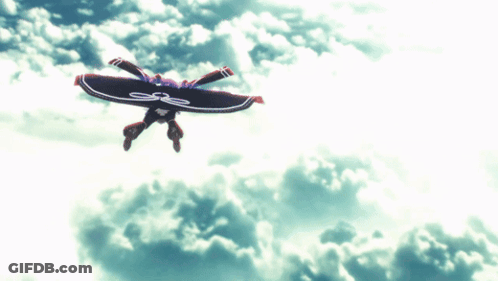 Person Flying Through Air With Purple Wing GIF