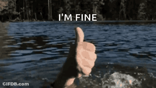Person Giving Thumbs Up In Water Saying I'm Fine GIF