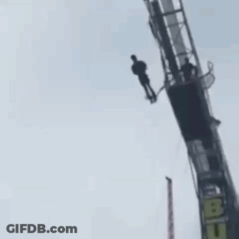 Person Hanging From Bungee Jumping Tower GIF