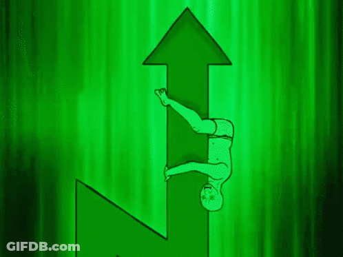 Person Hanging Upside Down On Green Arrow GIF