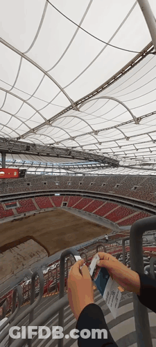 Person Holding Allianz Ticket In Stadium GIF