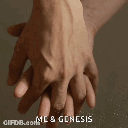 Person Holding Another Person's Hand Saying Me & Genesis GIF
