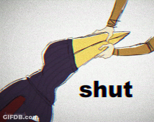 Person Holding Another's Hand Saying Shut GIF