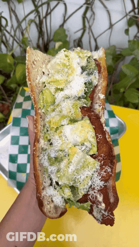 Person Holding Avocado Cheese Sandwich GIF