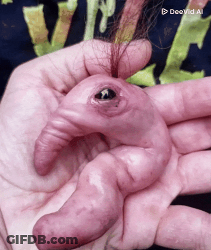 Person Holding Baby Elephant With Deevid AI GIF