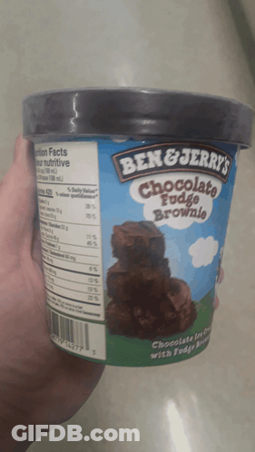 Person Holding Ben & Jerry's Chocolate Fudge Brownie GIF
