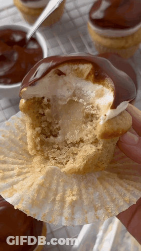 Person Holding Bitten Cupcake GIF
