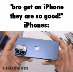 Person Holding Blue IPhone Saying Bro Get An IPhone GIF