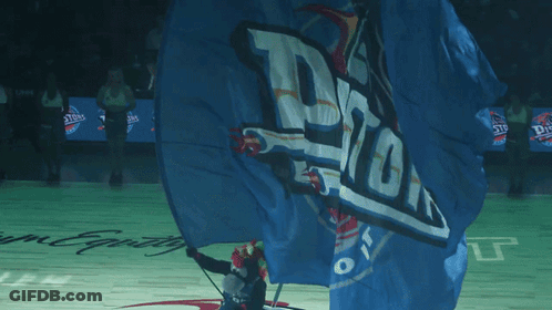 Person Holding Blue Pistons Flag GIF
