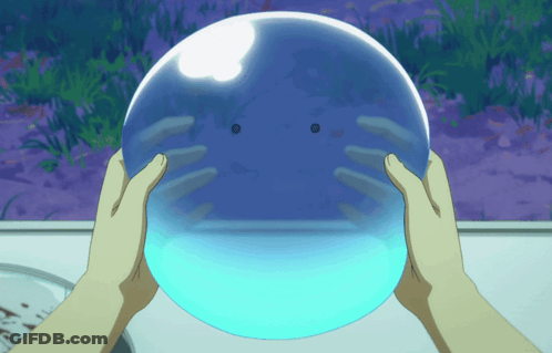 Person Holding Blue Sphere With Face GIF
