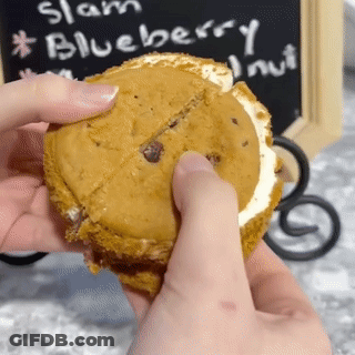 Person Holding Blueberry Nut Ice Cream Sandwich GIF