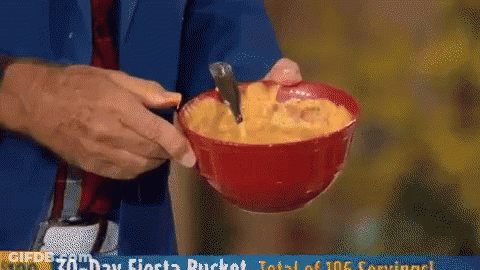 Person Holding Bowl With Spoon 20 Day Fiesta Bucket GIF