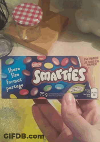 Person Holding Box Of Smarties Candy GIF