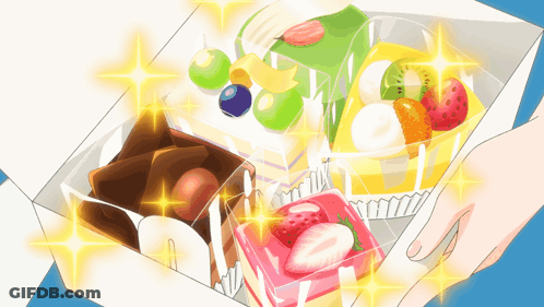 Person Holding Box Of Strawberry And Kiwi Desserts GIF