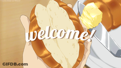 Person Holding Bread With Butter Saying Welcome GIF