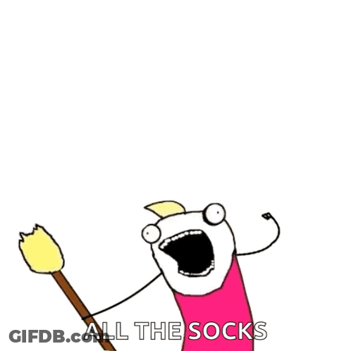 Person Holding Broom Saying All The Socks GIF