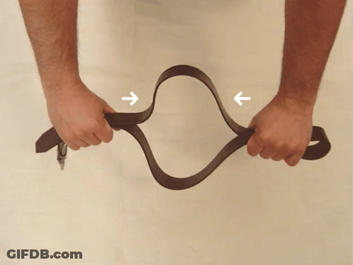 Person Holding Brown Belt With Arrows GIF