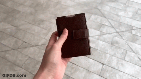 Person Holding Brown Leather Wallet GIF