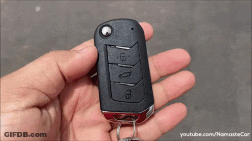 Person Holding Car Key With Youtube.com/namastecar GIF