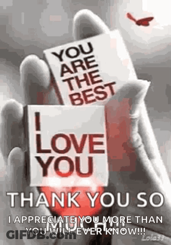 Person Holding Cards Saying You Are The Best I Love You GIF