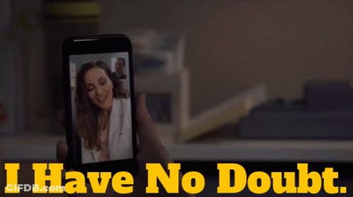 Person Holding Cellphone With Woman Picture Saying I Have No Doubt GIF