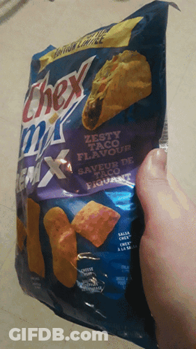 Person Holding Chex Mix Taco Flavour Chips GIF