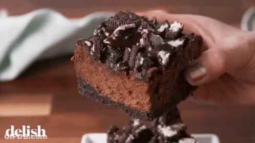 Person Holding Chocolate Cake With Oreos GIF