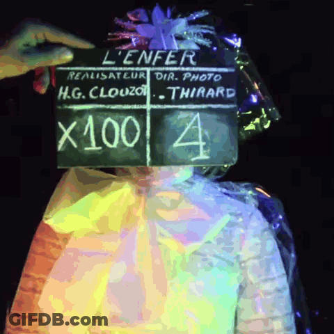 Person Holding Clapper Board Saying L' Enfer GIF