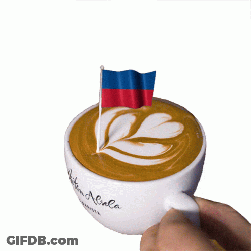 Person Holding Coffee Cup With Flag GIF