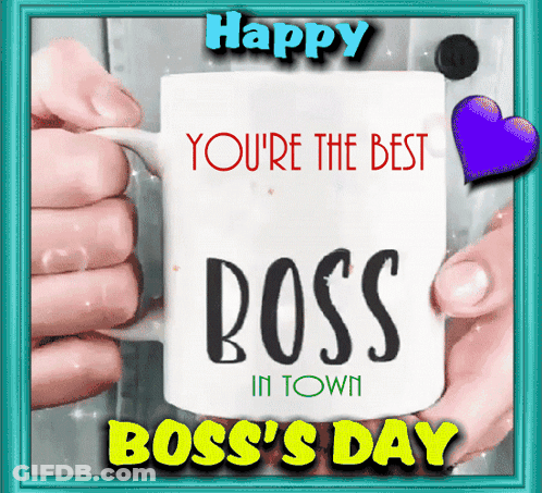 Person Holding Coffee Mug Saying Boss In Town GIF