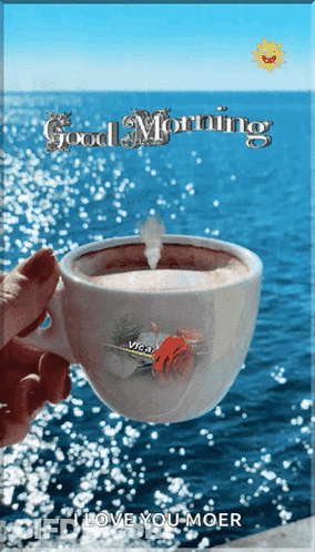 Person Holding Coffee Saying Good Morning I Love You More GIF