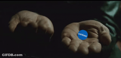 Person Holding Coinbase Coin GIF