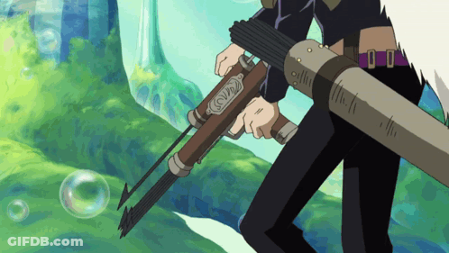 Person Holding Crossbow With Chaos GIF