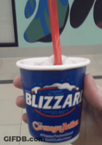 Person Holding Cup Of Blizzard Ice Cream GIF