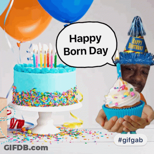 Person Holding Cupcake With Birthday Hat GIF