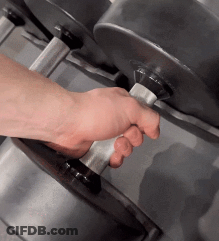 Person Holding Dumbbell In Gym GIF