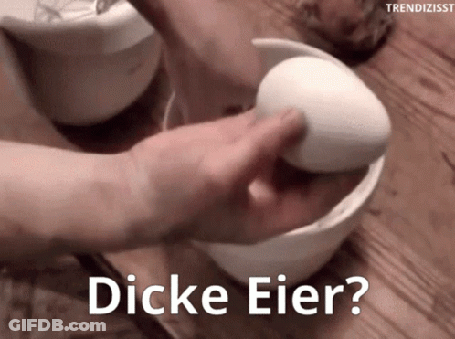 Person Holding Egg In Bowl Saying Dicke Eier GIF