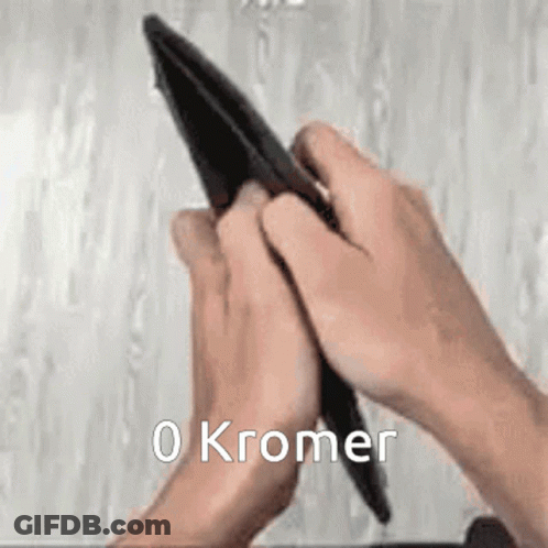Person Holding Empty Wallet With 0 Kromer GIF