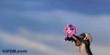 Person Holding Flying Cartoon Character GIF