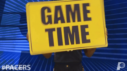 Person Holding Game Time Sign GIF