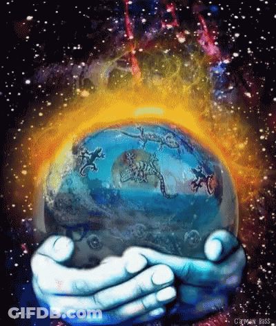 Person Holding Globe With Galaxy Background GIF