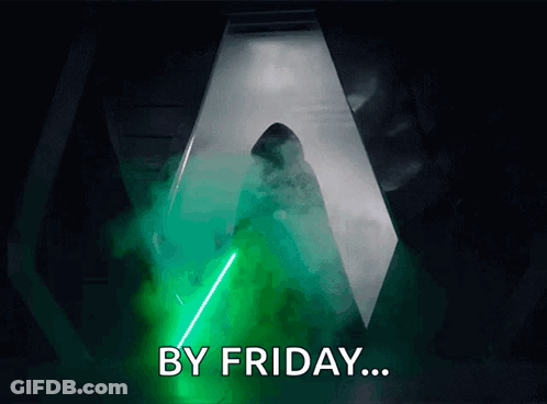 Person Holding Green Light Saber Friday GIF