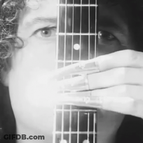 Person Holding Guitar In Black And White GIF