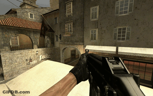 Person Holding Gun At Graffiti Building Saying People GIF