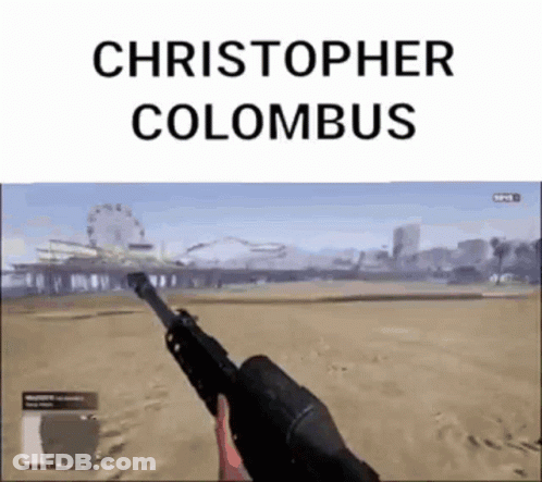 Person Holding Gun In Front Of Ferris Wheel In Christopher Colombus GIF
