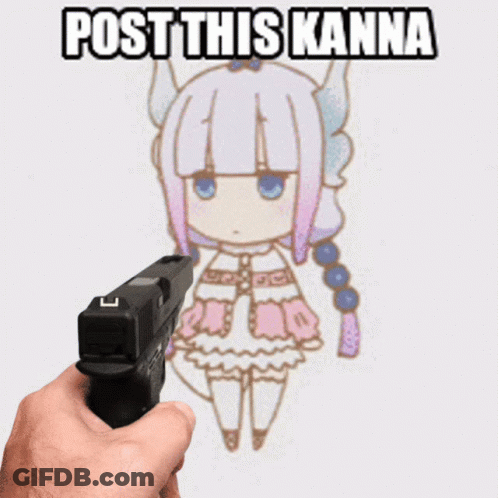 Person Holding Gun In Front Of Girl Picture Saying Post This Kanna GIF