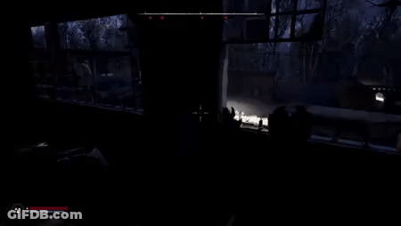 Person Holding Gun Looking Out Window GIF